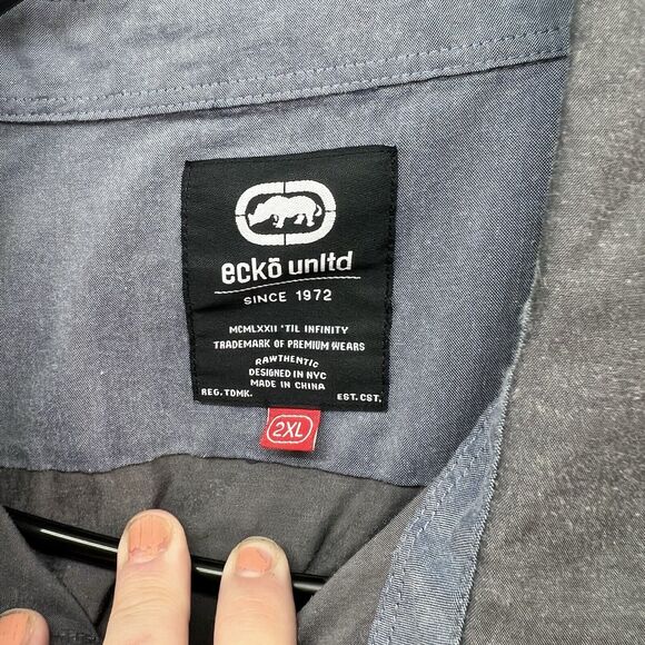 Ecko Unltd Men's Gray Short Sleeve Casual Button Shirt 2XL - Picture 4 of 7